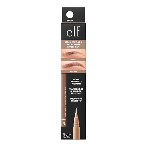 e.l.f. Holy Strokes Micro-Fine Brow Pen, for a Natural Look, Long-Lasting Eyebrow Pencil, Waterproof & Smudge-Resistant, Vegan & Cruelty-Free, Blonde
