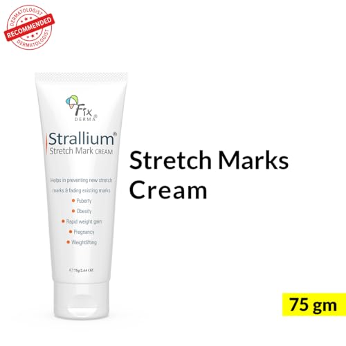 Fixderma Strallium Stretch Mark Cream, Removes Pregnancy stretch marks, Scar removal and Moisturizing Cream, Stretch mark remover for Stomach, thighs & all body parts- 75g