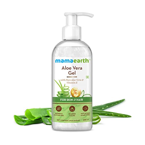Mamaearth Aloe Vera Gel for Skin & Hair | With Pure Aloe Vera & Vitamin E | Hydrates Skin | Soothes Irritated Skin | Keeps Scalp Healthy | For Men & Women | 300 ml