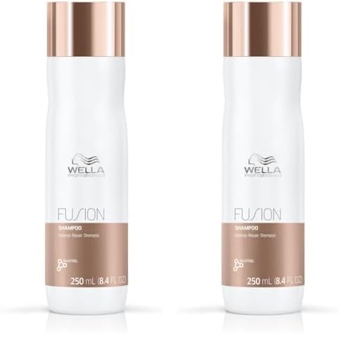 Wella Professionals Fusion Intense Repair Shampoo | For Damaged, Frizzy Hair | 250 ml | With Silk Amino Acids & Micronized Lipids | Vegan, Cruelty-free (Pack of 2)