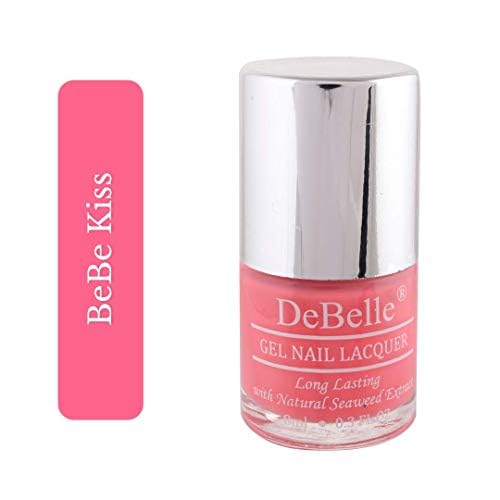 DeBelle Gel Nail Polish Bebe' Kiss (Hot Pink Nail Paint)|Non UV - Gel Finish |Chip Resistant | Seaweed Enriched Formula| Long Lasting|Cruelty and Toxic Free| 8ml Glossy Finish