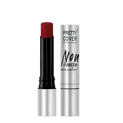 PRETTY COVER Non-Transfer Matte Lipstick | Long-Lasting, Smudge-Proof & Waterproof | Intense Color Payoff with Lightweight Formula for All-Day Wear (RUBY RED)