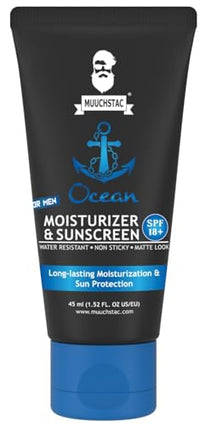 Muuchstac Mens Ocean Moisturizer & Sunscreen Matte Look Spf 18+ Cream With Turmeric & Aloe Vera Beads, Non-Sticky & Water Resistant 45 Ml - All