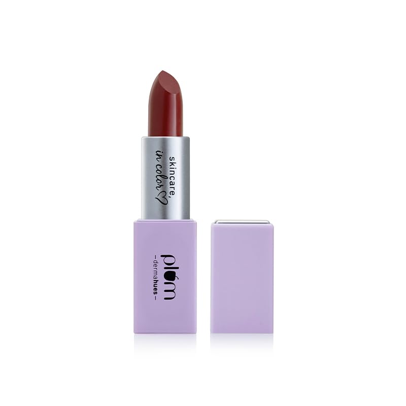 Plum Velvet Haze Matte Lipstick with SPF 30 | Powder Matte Finish | Highly Pigmented | With Ceramides | 11 Addictive Almond
