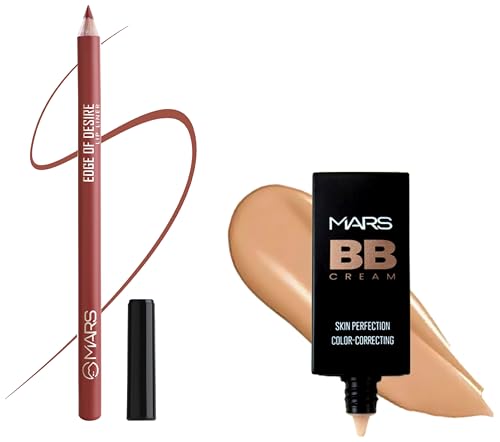 MARS BB Cream Lightweight Foundation | Blendable BB Cream for Women(30 ml) (Tan) Matte Lip Liner | One Swipe Smooth Application | Long Lasting Lip Pencil (1.4gm) (20-CHILL RED)
