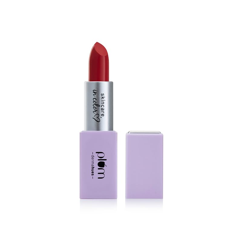 Plum Velvet Haze Matte Lipstick with SPF 30 | Powder Matte Finish | Highly Pigmented | With Ceramides | 08 Retro Ruby