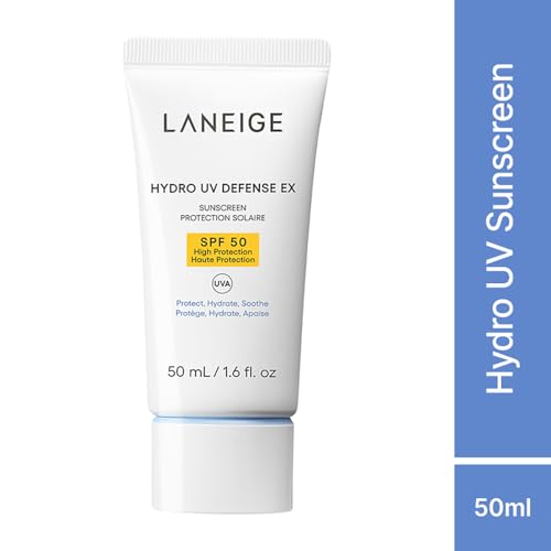 LANEIGE Hydro UV Defense Sunscreen EX SPF 50+ | Broad Spectrum | Moisture Based Sunscreen | Light & Non-Greasy | No White Cast | Soothing Hydration | Suitable for All Skin | For Men & Women | 50ml