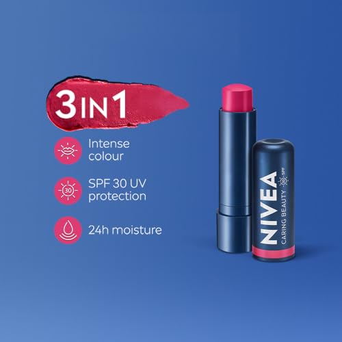 NIVEA Lip Caring Beauty Lip Balm | Lip & Cheek Tint with SPF 30 (Red, Pink & Rose)