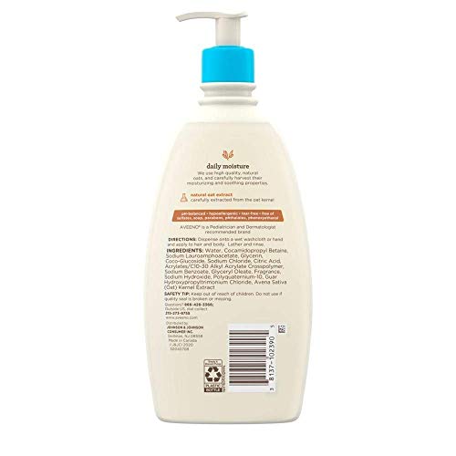 Aveeno Baby Gentle Wash & Shampoo with Natural Oat Extract, Tear-Free &, Lightly Scented, 18 fl