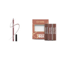 MARS Matte Lip Liner | One Swipe Smooth Application | Long Lasting Lip Pencil (1.4gm) (16-PEACHY GLOW) Matte Box Set of 3 Lipsticks for Women (3x3.2 gm) (04-Brown)