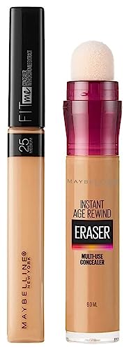 Maybelline New York Instant Age Rewind Concealer, Caramel, 6ml and Maybelline New York Fit Me Concealer,25 Medium, 6.8ml