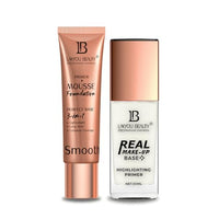 Lakyou Beauty Mousse Primer Foundation Soft Ivory 30ml and Real Makeup Base Hightlighting Primer Silver Tint 30 ml