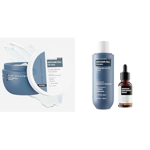 Bare Anatomy Anti-Hair Fall Mask Enriched with Adenosine and Peptides | 250 ml Anti Hair Fall Shampoo|5x Hair Fall Control & Growth 250ml 3% Redensyl + 4% Anagain + 3% Baicapil + 1% Capilia Longa 30mL