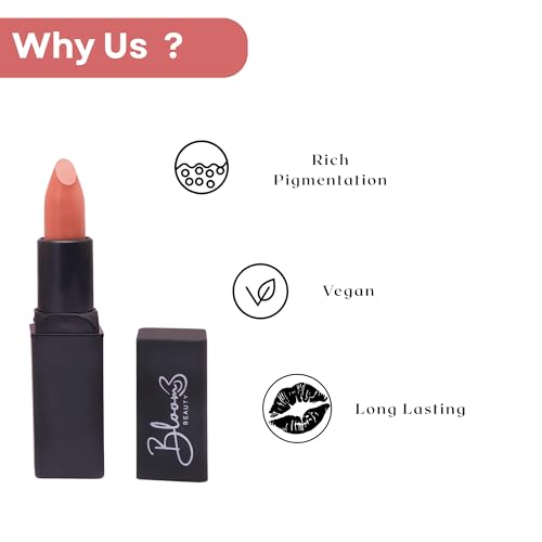 Bloom Beauty Bullet Lipstick Creamy Matte Finish Hydrating & Long-Lasting,Nude Whisper