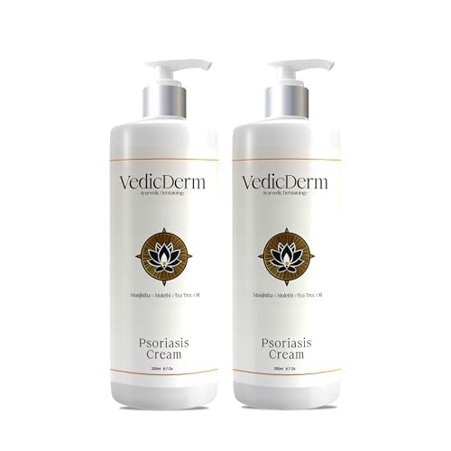 VEDICDERM Natural Psoriasis Cream for Dry Itchy Skin Steroid-Free Formula with Ayurvedic Herbs Helps Soothe Redness, Flakiness & Irritation Moisturizing Body Cream for Sensitive Skin (200ml Pack of 2)
