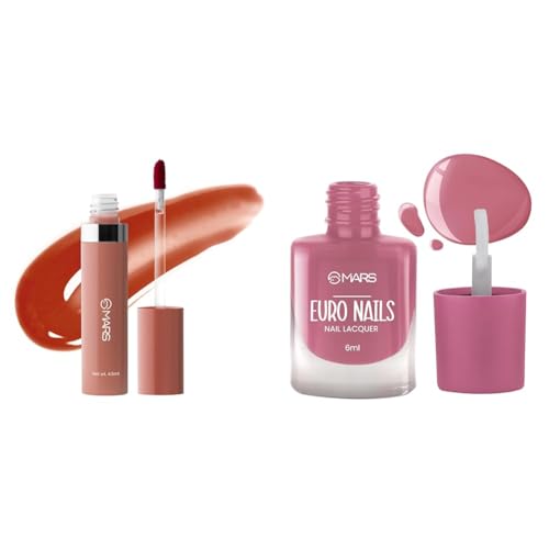 MARS Drip Lip Mist for Women (4.5 ml) (01-Peachy Drip) Reapplication EURO Glossy Nail Lacquer (6.0 ml) (Shade-14)