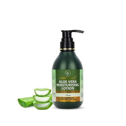 GLAMACIOUS Aloe Vera Moisturising Lotion for Face, Skin & Hair - 170ml|Reduces Dandruff, Wrinkle & Lightens Facial Blemishes.