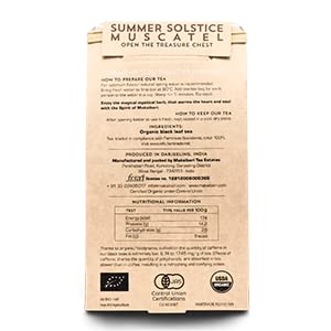 Makaibari Tea Treasures Summer Solstice Muscatel | Organic Darjeeling Second Flush Whole Leaf Black Tea | USDA Certified Premium Black Tea | 100 Grams|Loose Leaves
