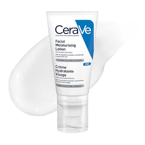 CeraVe PM Facial Moisturizing Lotion For Normal To Dry Skin (52ml) - Formulated With 3 Essential Ceramides, Niacinamide And Hyaluronic Acid | Ultra Lightweight Night Cream