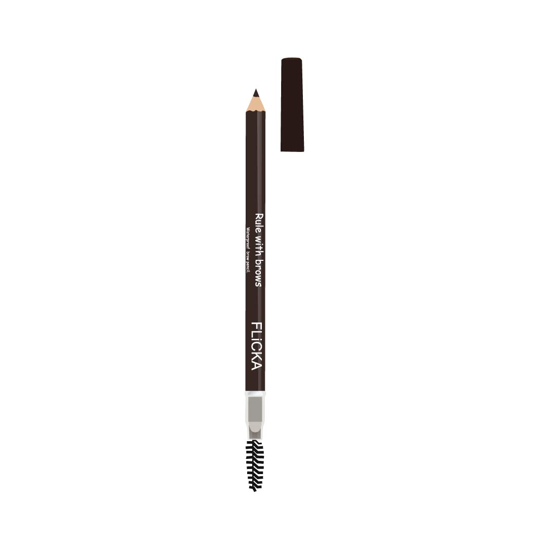 FLiCKA Rule With Brows Eyebrow Pencil, With Spoolie, Long-lasting and Natural-looking Results, Define & Blend Brow Pencil, Brown, 1.2g