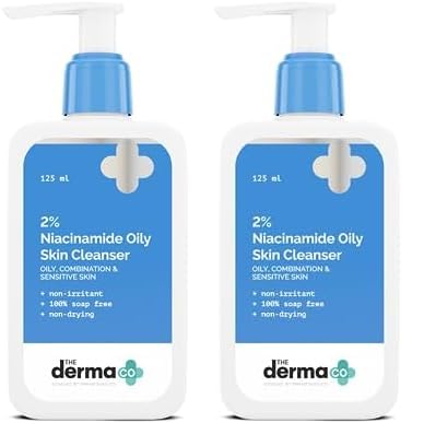 The Derma Co 2% Niacinamide Oily Skin Cleanser for Sensitive, Oily & Combination Skin 125 ml Non-Irritant | 100% Soap-Free | Non-Drying | Gently Cleanses Makeup | With 0.1% ww Salicylic Acid