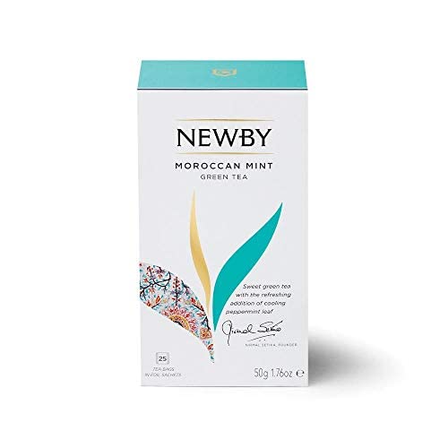 Newby Moroccan Mint Green Tea Bags | 25 Counts | Blend of Fine Green Tea & Peppermint Leaves | 50 gms
