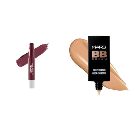 MARS Matte Super Stay Lipstick | Up to 12 Hours Long Lasting | Smudge Proof and Waterproof Lipstick for Women (2.6 gm) (03-SPIRIT) BB Cream Lightweight Foundation (30 ml) (Tan)