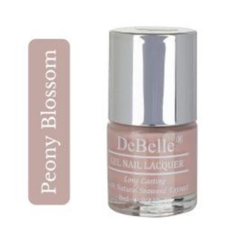 DeBelle Gel Nail Polish Peony Blossom (Nude Nail Paint)|Non UV - Gel Finish |Chip Resistant | Seaweed Enriched Formula| Long Lasting|Cruelty and Toxic Free| 8ml
