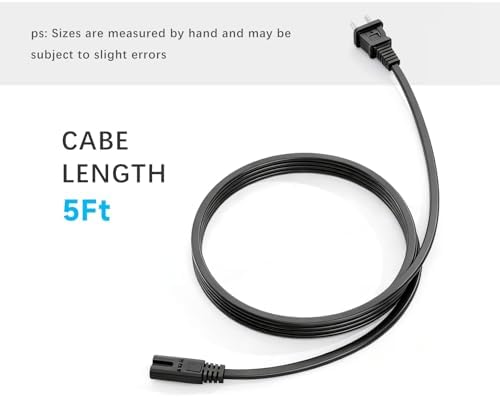 Figure 8 Power Cord 5Ft, 2 - Prong Cable Connector Compatible with Home Office Electronics TV, Printer, Laptop, Samsung Monitor