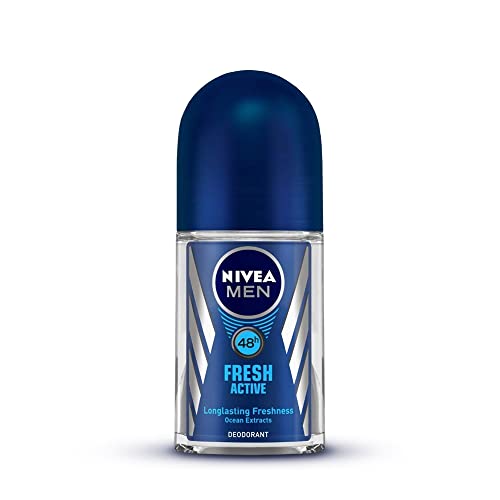 Nivea Deodorant Fresh Active Roll On for Men, 50ml & NIVEA Men Body Wash, Pure Impact with Purifying Micro Particles, Shower Gel for Body, Face & Hair, 250 ml