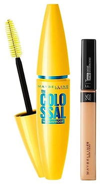 Maybelline New York Volume Express Colossal Masacara, Waterproof, Black, 10 Ml And Maybelline New York Fit Me Concealer,25 Medium, 6.8Ml