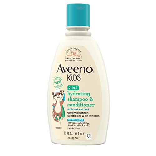 Aveeno Baby Kids 2-In-1 Hydrating Shampoo & Conditioner, Gently Cleanses, Conditions & Detangles Kids Hair, Formulated With Oat Extract, For Sensitive Skin & Scalp, Hypoallergenic, 12 Fl. Oz (354Ml)