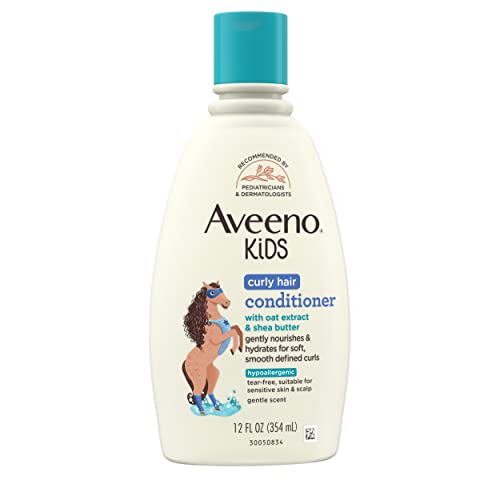 Aveeno Baby Kids Curly Hair Conditioner With Oat Extract & Shea Butter, Gently Nourishes & Hydrates For Defined Curls, Tear-Free & Suitable For Sensitive Skin, Hypoallergenic, 12 Fl. Oz, 1 Count