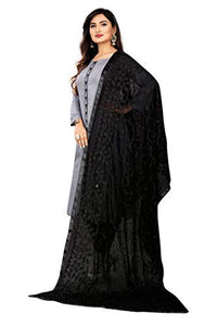 AKSHAR LLC Miss India Women's  Chiffon Dupatta With Karachi Embroidery Work_2.30mtr