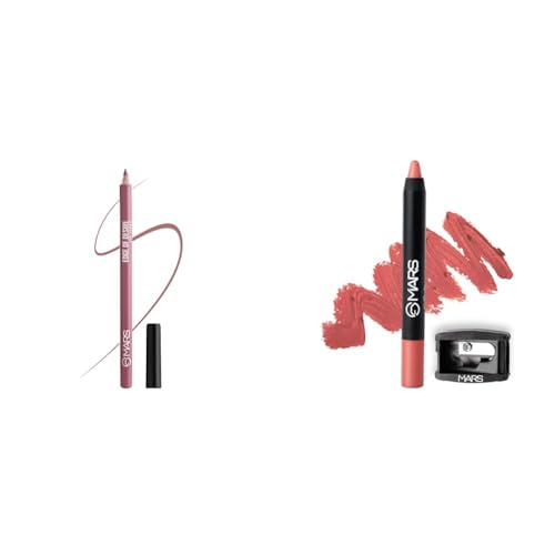MARS Matte Lip Liner | One Swipe Smooth Application | Long Lasting Lip Pencil (1.4gm) (17-BARBIE BOLD) Long Lasting Crayon Lipstick up to 12 Hours Stay (3.5 gm) (12-I Am Fierce)