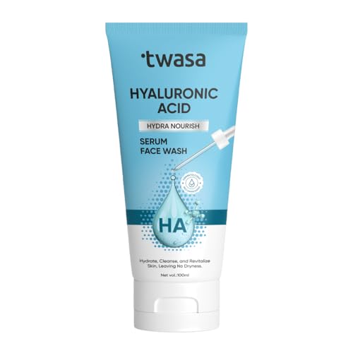 Twasa Hyaluronic Acid Serum Face Wash For Hydrating, Gentle Cleanses & Non-Drying Formula for Glowing Skin, Daily Face Wash For Dry Skin, Normal Skin & Sensitive Skin,100 ml