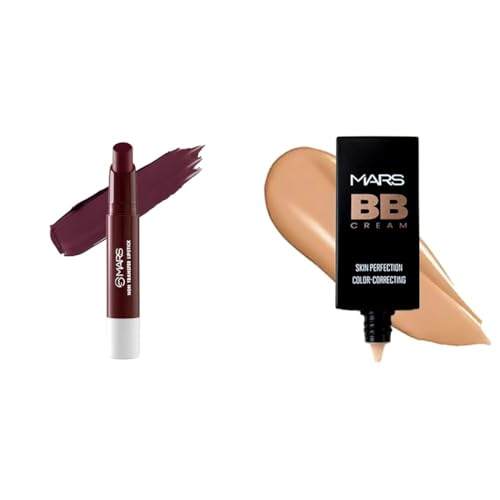 MARS Matte Super Stay Lipstick | Up to 12 Hours Long Lasting | Smudge Proof and Waterproof Lipstick for Women (2.6 gm) (18-MYSTICAL) BB Cream Lightweight Foundation (30 ml) (Tan)