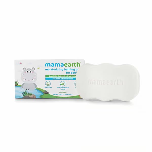 Mamaearth Moisturizing Bathing Bar Soap For Babies - 75g (Pack of 4) | Infused with Goat Milk, Oatmeal & Shea Butter | Cleanses Gently, Retains Moisture, pH Balanced at 5.5