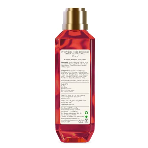 Forest Essentials Ayurvedic Bhring Raj Herb Enriched Head Massage Oil, 200ml & Forest Essentials Hair Conditioner Bhringraj and Shikakai, 50ml
