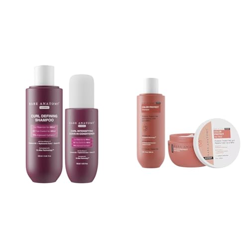 Bare Anatomy Curl Defining Shampoo + Curl Intensifying Leave In Conditioner Cream |Women & Men | 250 ml + 140ml Color Protect Shampoo + Hair Mask Kit for Coloured and Treated Hair, 250ml + 250g