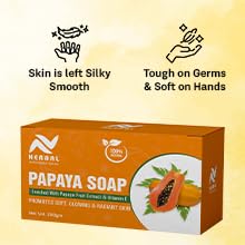 AV Herbal International Organic Papaya Face and Body Soap | Natural Papaya Herbal Soap for Glowing & Clear Skin ? Skin Brightening & Nourishing Bar (Pack Of 3)