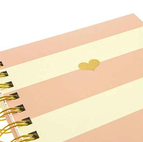 Graphique Hardbound Spiral Journal | Heart of Gold Pink Stripe Design | Premium Paper | Notebook | Diary | Lists | Record Month and Date | Great Gift | 160 Ruled Pages | 6.25” x 8.25” Pink Charm