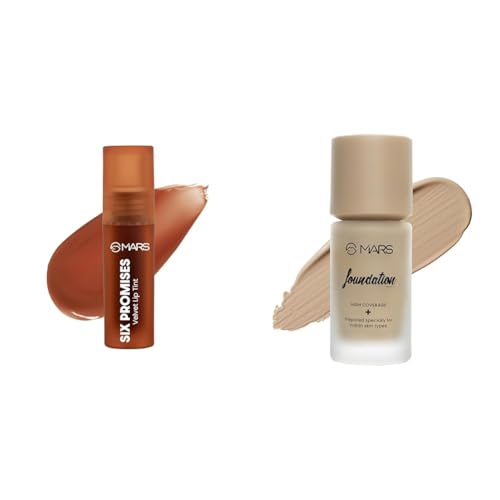 MARS Love Track Velvet Lip Tint (2.8ml) (SIX PROMISES) | Velvet Matte Finish High Coverage Liquid Matte Foundation | Blemish Free & Blendable Foundation For Makeup (40Ml) (Shade-04, All)