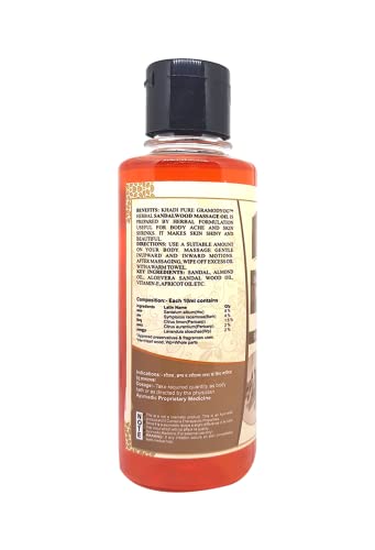 Khadi Pure Herbal Sandalwood Massage Oil, 210 ml,Red,KPSNDLWMOX1