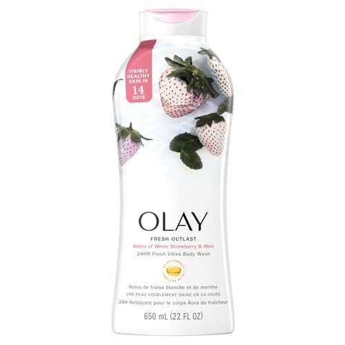 Olay Fresh Outlast Cooling White Strawberry and Mint Body Wash, 22 Fluid Ounce