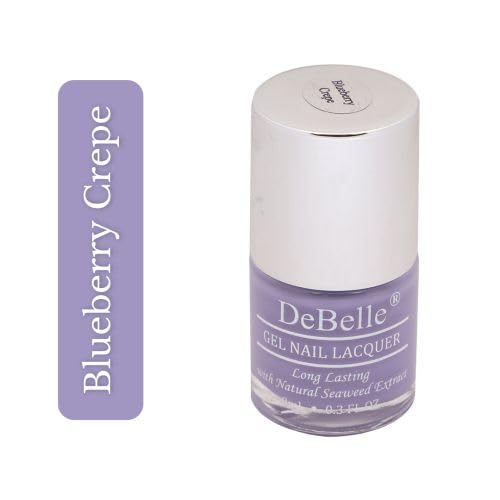 Debelle Gel Nail Polish Blueberry Crepe (Lavender Nail Paint)|Non Uv - Glossy Finish |Chip Resistant | Seaweed Enriched Formula| Long Lasting|Cruelty And Toxic Free| 8Ml