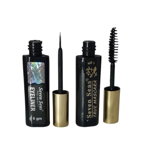 Seven Seas True Mascara and Eyeliner Set, 6g, Black, Long-Lasting Formula