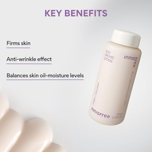 Innisfree Jeju orchid Face Lotion for Elasticity, Brightening and Nourishing | Moisturiser with Anti Aging Care with Hyaluronic Acid and Peptides-170ml