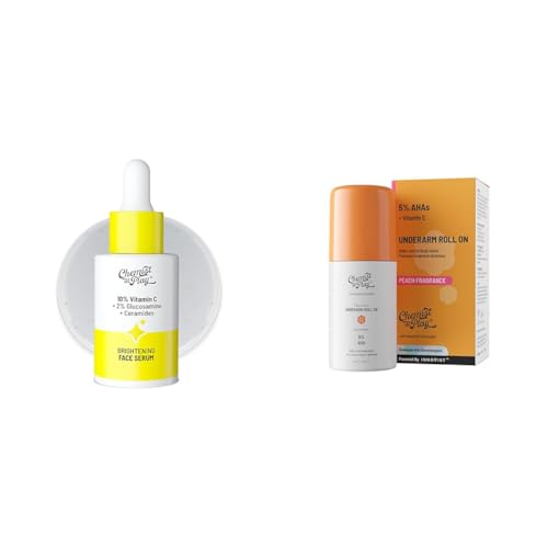 Chemist At Play 10% Vitamin C Face SerumFor All Skin Types 30ml + UnderArm Roll-On Deodorant with 5% AHA Vegan | SLS Free | 40ml