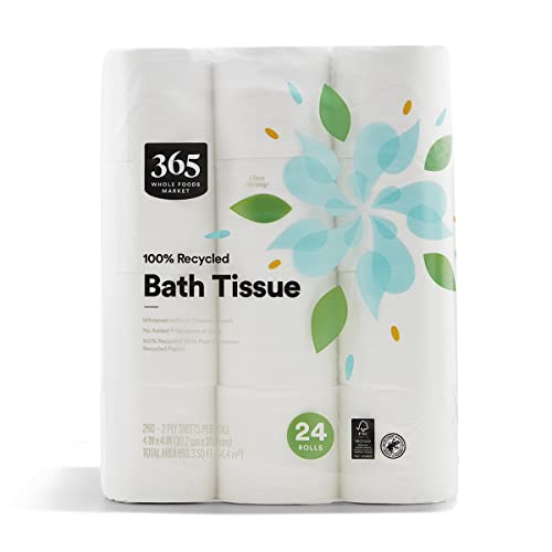 365 Bath Tissue 100% Recycled Double Roll, 260 Count, 24 Pack